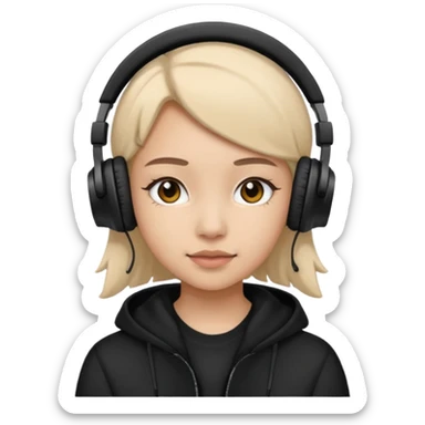 girl with Black Headphones sticker