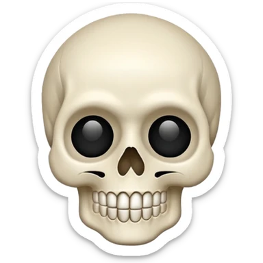 calavera emoji estilo iPhone, forma clásica de cráneo, simple y reconocible sticker