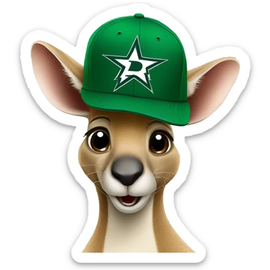 Kangaroo wearing a dallas stars hat sticker