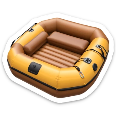 brown round shape inflatable boat with several black chairs around the perimeter sticker