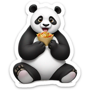 A panda eating chinese food  sticker