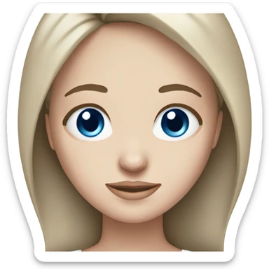 Brunette straight haired girl with pale skin and blue eyes sticker