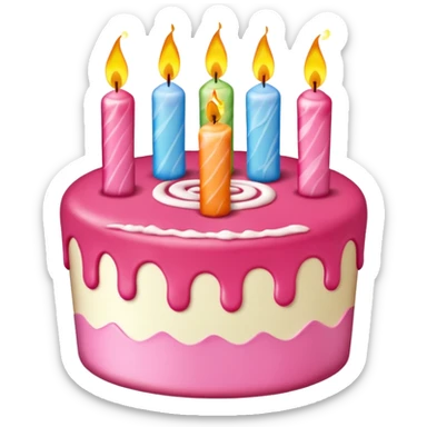 torta de cumpleaños rosada linda  que tenga velitas sticker