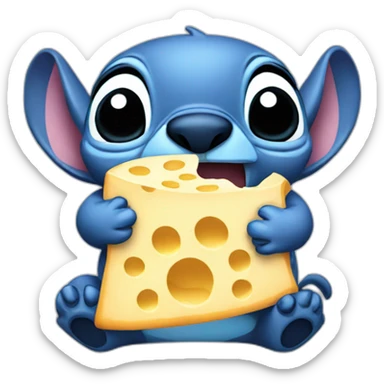 stich eating cheese sticker