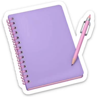 pastel purple spiral notebook with a soft pink pencil on top sticker