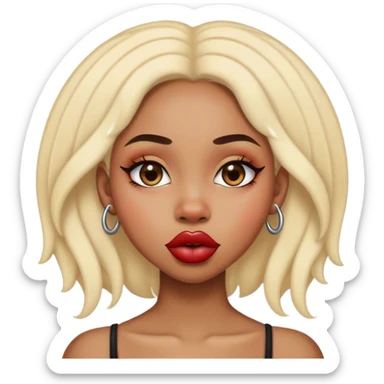 Light skin black girl with a septum piercing and big lips sticker