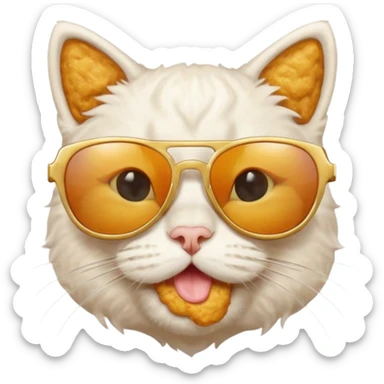 White Cat with sun glasses and this cat is made from nugget sticker