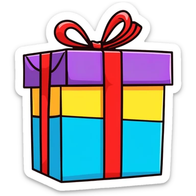 colorful wrapped present sticker