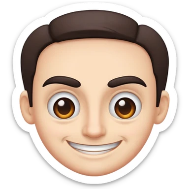 person with mad eyebrows and a smile sticker