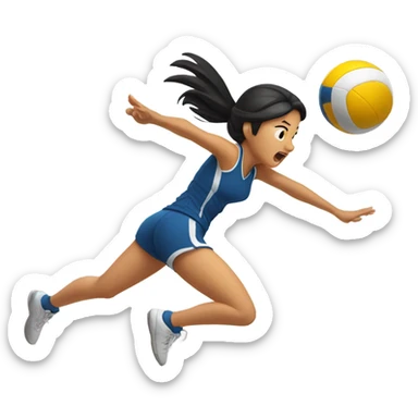 asian girl playing volleyball  sticker
