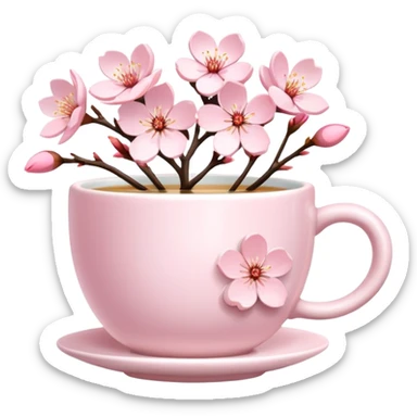 Cute Pastel pink Cherry Blossom Sakura Tea sticker