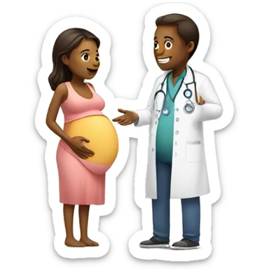 pregnant woman talking to a doctor sticker