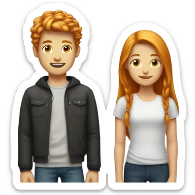 Blond teenager boy with red haired teenage girl sticker