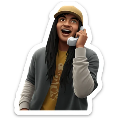 boy talking on phone indoors sticker