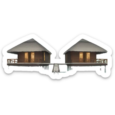 Maldives bungalows in the crystal clear sea  sticker