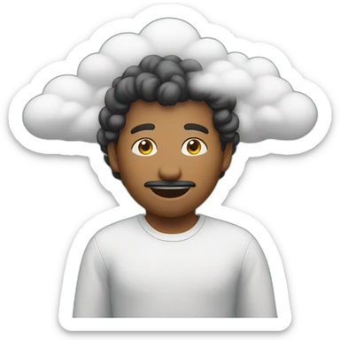 person with his hands on his hips riding a cloud (behind angle) sticker