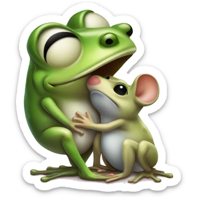Frog kissing mouse sticker