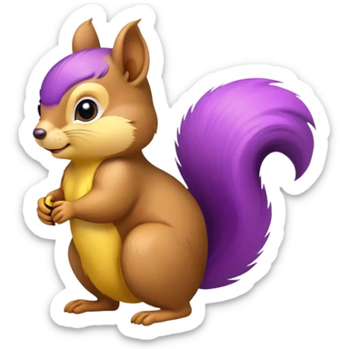 Squirrel with a purple tail and yellow body  sticker