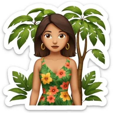 an latin woman with jungle tree sticker