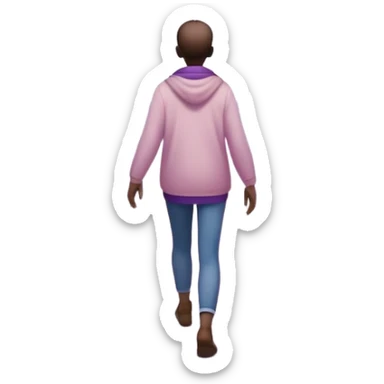 A small figure walks back across a foggy bridge, holding soft pink and purple orbs in each hand—symbolizing compassion and forgiveness. A gentle heart aura trails behind them, showing healing in motion. sticker