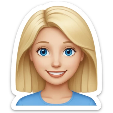 Blonde with as few details as possible, only her face sticker