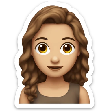 una chica de piel blancas con pelo largo marron y cuernos sticker