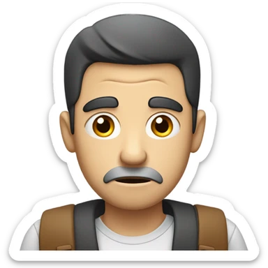 man is stressed because so many people unfollowed him on instagram using his phone sticker