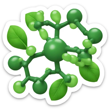 Molecule made of leaves and atoms sticker