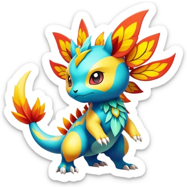 Elemental magical colorful exotic animesque Pokémon-Fakémon-animal-creature sticker