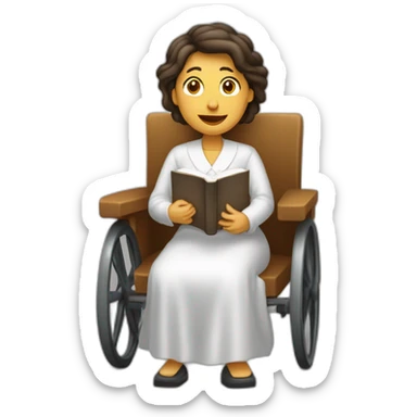 Mujer en silla de ruedas, predicando como Testigo de Jehová con la Biblia sticker