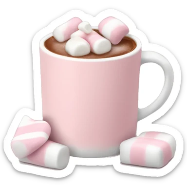 Light Pink mug of hot chocolate with marshmallows  sticker