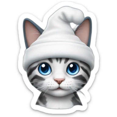A realistic smurf that is mixed with a cat with a white cap sticker
