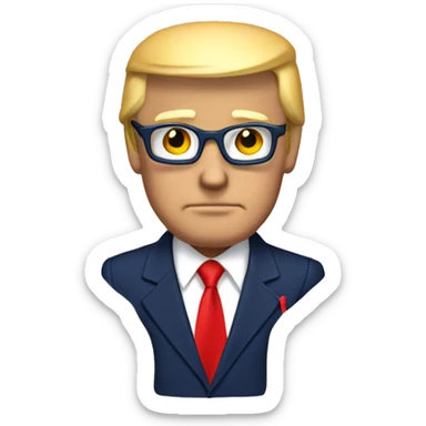 Donald Trump wearing navy suit with a red tie  sticker