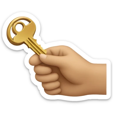 a light brown hand with a key hovering over it sticker