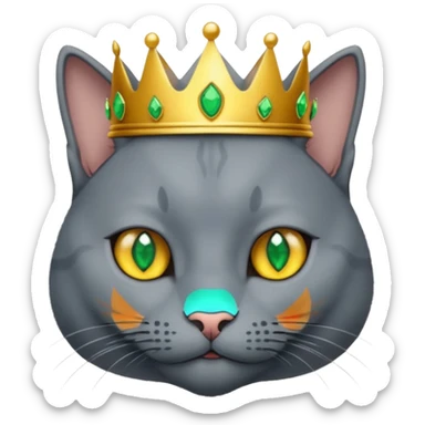 Russian blue cat with crown sticker