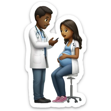 pregnant girl talking to doctor sticker