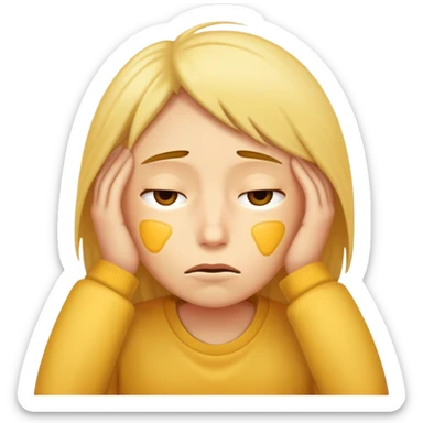 Tired exhausted yellow face sticker