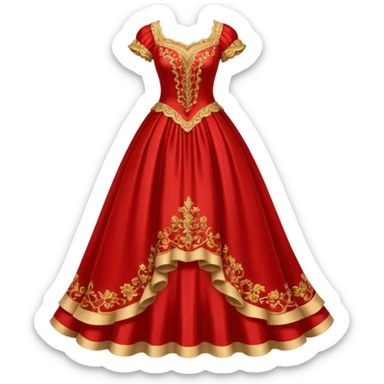 rococó dress rojo con dorado sticker