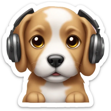 Cute puppy wearing headphones sticker