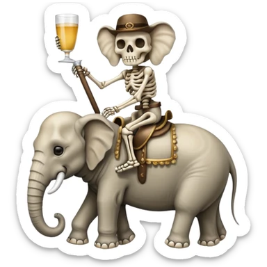 Skeleton Rider on elephant, Drinking. sticker