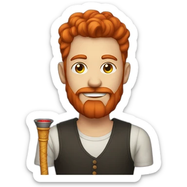 Man with short red head a small beard smoke hookah sticker