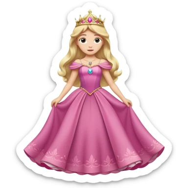 Princesa aurora Disney com vestido grande roda com uma tiara pequena e corpo inteiro, sticker