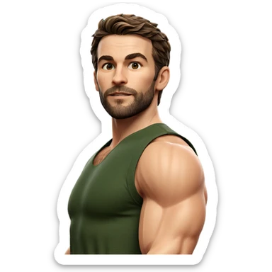 muscular male with beard sticker