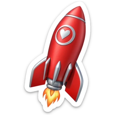 heart with a rocket motif sticker