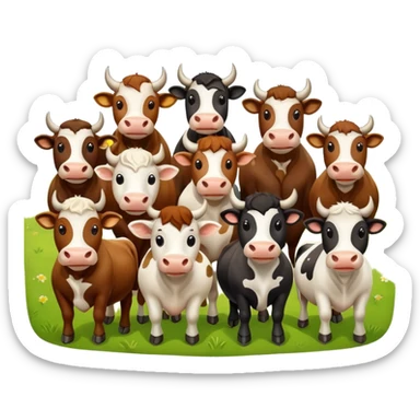 generate an emoji of a group of male and female bulls travelling together on holidays sticker