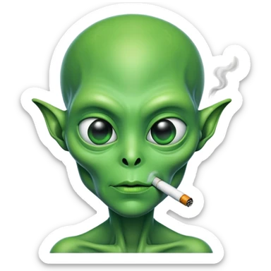 An alien face with cigerette  sticker