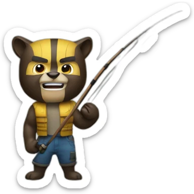 Wolverine with a fishing rod sticker