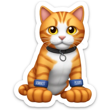 Orange tabby with boxing gloves sticker