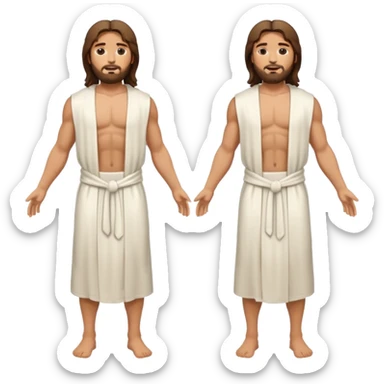 fullbody jesus christ jacked, sleeveless white robe front and backview sticker