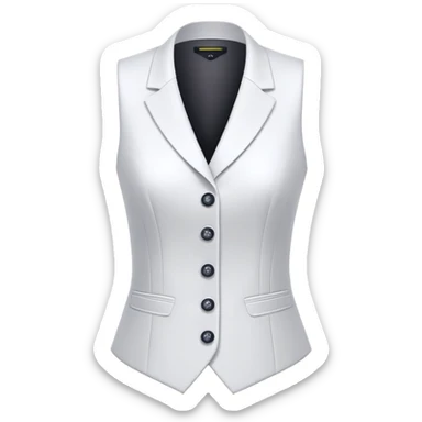 women's white formal vest with exactly 3 buttons, female tailored design sticker